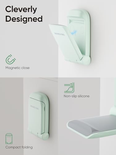 MAMUVIMO Headphone Stand, Headset Stand Foldable ＆ Sticky, Headphone Holder Hook Mount with Non-Slip Silicone, Adhesive Earphone Desk Hanger Clip Space-Saving for Airpods Max, All Earphones- Green - color: Green, size: 1 Pack