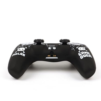 Pixelated Skull Controller Skin Cover Compatible with PS5/Playstation 5 Controller, RALAN Protector Case Customised Thumb Grip - color: Pixelated Skull Black White