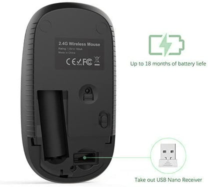 VssoPlor Wireless Mouse, 2.4G Slim Computer Laptop Mouse, Black and Green | Portable Mouse, Plug & Play USB Nano Receiver, Quiet Silent Optical Mice for Notebook, PC, Laptop, Computer, Windows, Mac - color: Black and Green