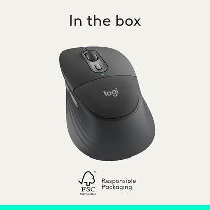 Logitech Signature Comfort Plus M850 L Wireless Mouse Bluetooth - Graphite | Bluetooth, palm cushion, 24-month battery, customizable buttons, for Windows, Mac, iPad - color: Graphite, style: With Palm Cushion