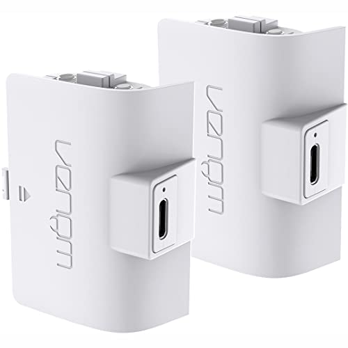 Venom Rechargeable Battery Pack for Xbox One, Xbox Series X & S, 2 Pack 1100mAh Controller Battery Pack Play and Charge Kit for Xbox Series X/S and Xbox One - color: 1100mAh (White)