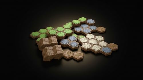 Renegade Game Studios Heroscape Terrain Expansion - 63 Hex Tiles | Lands of Valhalla Customizable Board Game Set, Sand and Rock Hexes, Compatible with All Master Sets, Ages 14+