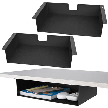 2 Pack Under Desk Shelf - 13 Inch Under Desk Storage Shelf, Metal -Under Desk Organizer - Under Shelf Storage for Office Tables & Workstations