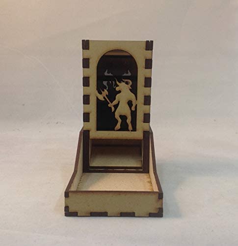 Minotaur Mini Dice Tower v1 Smoke Acrylic Window Laser Cut MDF Unique Gift