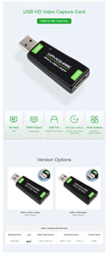 HDMI to USB Adapter USB Port High Definition HDMI Video Capture Card for Raspberry Pi 4B+ 4B 3B+ 3B 2B+ Zero W WH 2 W for Gaming Streaming Cameras