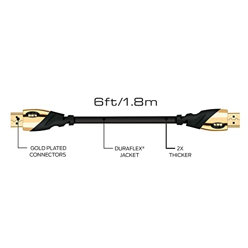 Monster 6 ft UHD Gold HDMI Cable, Supports 4K Resolution, Speeds of 60 Hz and 21 Gigabytes per Second, Compatible with OLED and QLED TVs