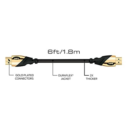 Monster 6 ft UHD Gold HDMI Cable, Supports 4K Resolution, Speeds of 60 Hz and 21 Gigabytes per Second, Compatible with OLED and QLED TVs