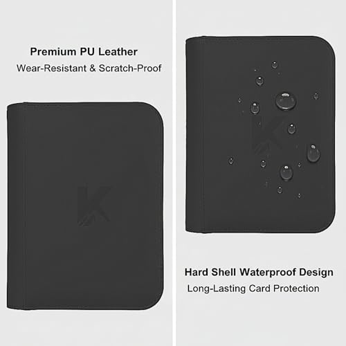 336 Card Binder, 4-Pocket Zipper Binder for Trading Cards, Side Loading Water-Resistant Album for MTG, TCG & Sports Cards (Black) - color: Card Binder 4 Pocket Black