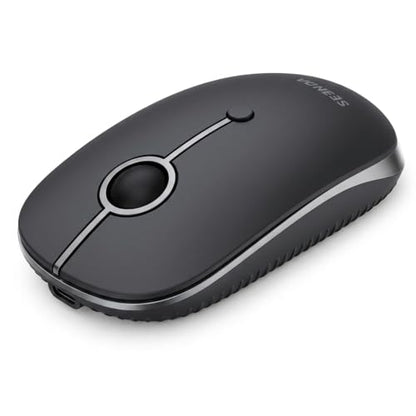 seenda MOU001 Bluetooth Wireless Mouse for Laptop,Slim Computer Mice,Black | Rechargeable Computer mouse with USB and dual Bluetooth, 3-level DPI and quiet clicks for Windows, Macbook, iPad and Travel. - color: black