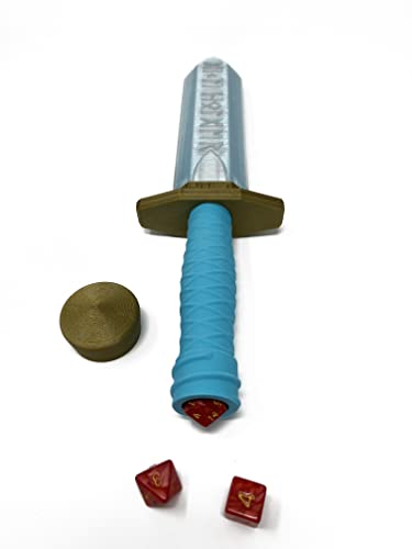 Sword Dagger Dice Holder - (Random 7PCS D20 Dice Set Included) - Custom Polyhedral Dice Storage for Tabletop RPG - Dungeons and Dragons - DND - D&D (Maroon) - color: Maroon