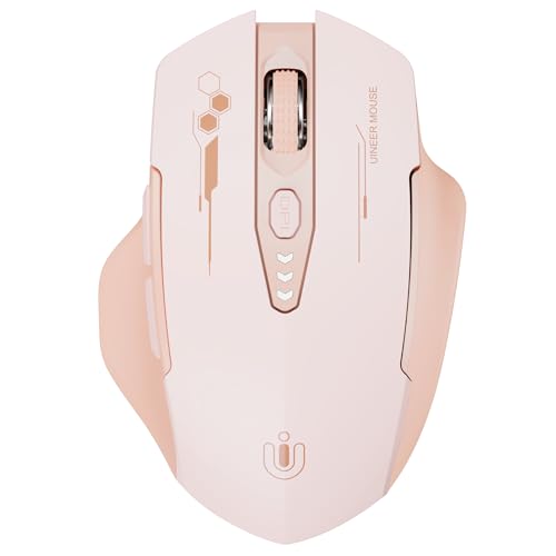 Uineer Bluetooth Mouse, Tri-Mode Wireless, Rechargeable, 3-Device Switch | Dual Bluetooth plus 2.4G connectivity, 3-device switching and a visible rechargeable battery level. - color: pink