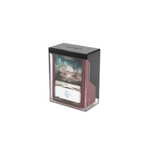 Gamegenic Bastion 50+ XL Deck Box - Compact, Secure, and Perfectly Organized for Your Trading Cards! Safely Protects 50+ Double-Sleeved Cards, White Color, Made - color: Black/Clear