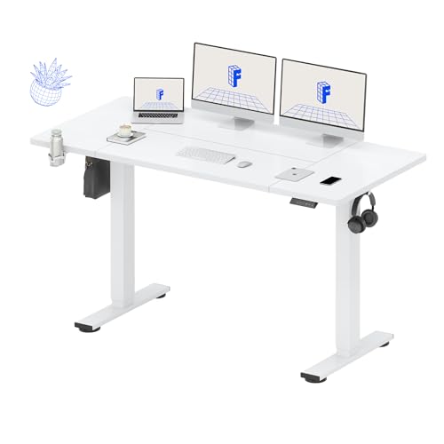 FLEXISPOT 63x32 Inch Electric Large Standing Desk for Home & Office, Spacious Splice Board Desk with Cable Management & Organizer, Cup Holder & Hook, White - color: White, size: 63"x32"