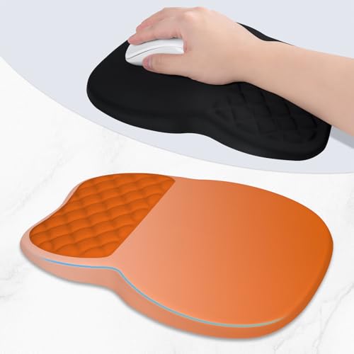 ITNRSIIET Ergonomic Mouse Pad Wrist Support with Memory Foam Massage Bulge & Non-Slip PU Base, Carpal Tunnel Pain Relief, Prevent Wrist Sweating, 12 x 8 x 1.2 inch, Peach Gradient - color: Peach Gradient