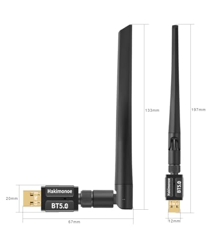 Long Range Bluetooth 5.4 Adapter for PC, Wireless USB Dongle External Antenna for Windows 11 10 8.1 7 Linux Laptop Desktop Computer, Pair with Bluetooth Headset Speaker Mice Keyboard Printer - style: Latest BT5.4-Detachable Antenna-BT548
