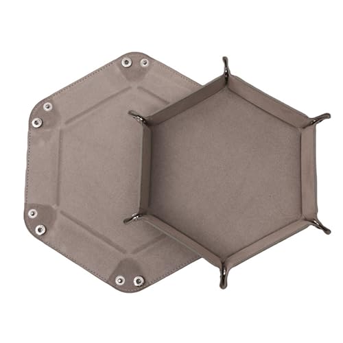 2 PCS Folding Dice Rolling Tray, Portable Hexagon Tray Dice Holder, Velvet Holder Storage Box for UNO Casino Games Dungeons and Dragons RPG Dice Gaming and Other Table Games (Grey) - color: Gray