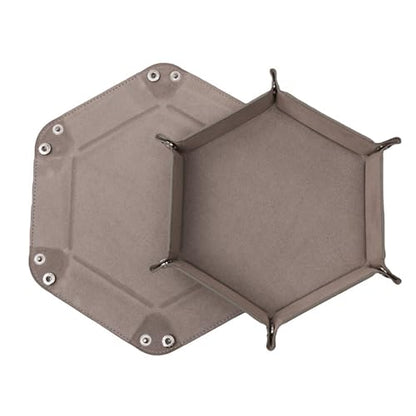 2 PCS Folding Dice Rolling Tray, Portable Hexagon Tray Dice Holder, Velvet Holder Storage Box for UNO Casino Games Dungeons and Dragons RPG Dice Gaming and Other Table Games (Grey) - color: Gray