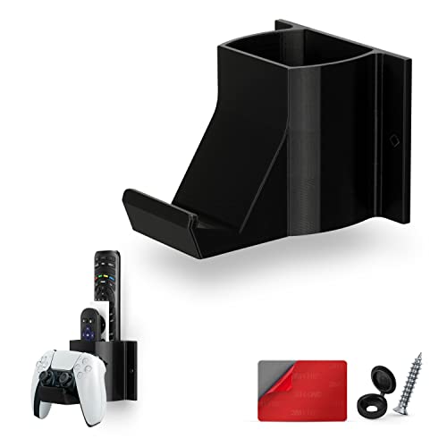 The Elephant - Game Controller & TV Remote Control Wall Mount Holder, Adhesive & Screw In, Universal Design for Xbox ONE PS5 PS4 PC Gamepads, Reduce Clutter, by Brainwavz - color: Controller and Device Wall Mount
