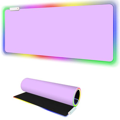 Purple RGB Gaming Mouse Pad I Large Mousepad with 14 Led Modes I Keyboard Pad Gaming Desk Mat I Non-Slip Rubber Base Big Mouse Mat for Gamer I 900x400x4mm Waterproof Mousepad for PC MacBook - color: Purple