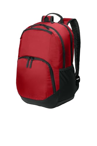 SPORT-TEK Unisex Rec Backpack | Laptop Bag for Women & Men, Gym Backpack with Padded Back & Ventilated Shoe Compartment - color: Deep Red