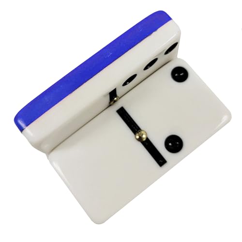 Marion Domino Double Six Two Tone Blue & White Jumbo Tournament Professional Size with Spinners in Dovetail Sheesham Wood Box. - color: Two Tone Blue-white
