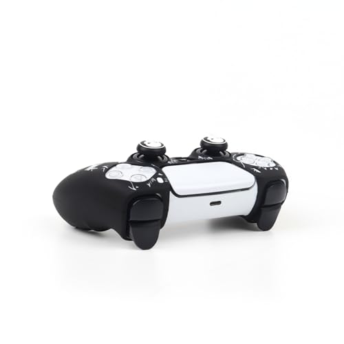 Horned Skull Controller Skin Cover Compatible with PS5/Playstation 5 Controller, RALAN Protector Case Customised Thumb Grip - color: Horned skull Black White
