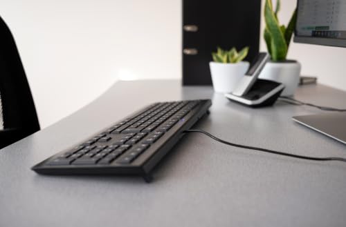 Cherry KC 1000, Wired Keyboard with Number Pad for PC/Laptop, Plug & Play (USB-A Connection), Slim Design, Whisper Quiet Typing, 4 Hot Keys, QWERTY, Black - color: Black