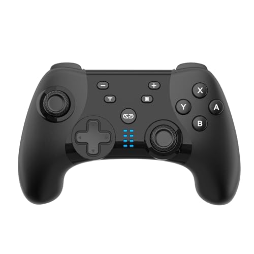 Saitake Wireless Switch Controller for Nintendo Switch/Switch 2/Lite/OLED/PC,Gamepad Supports Dual Vibration/6-Axis Gyroscope/Programmable/Turbo,Ergonomically Designed Precise Joystick - color: Black