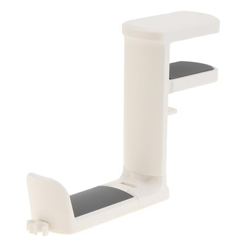 2pcs Under Desk Headphone Hanger Holder Utility Hook 360° Rotating Adjustable Clamp-on Earphone Hook Holder Mount Cable Clip Organizer Fit for PC Gaming Office Headset Hanger Gift (White) - color: White
