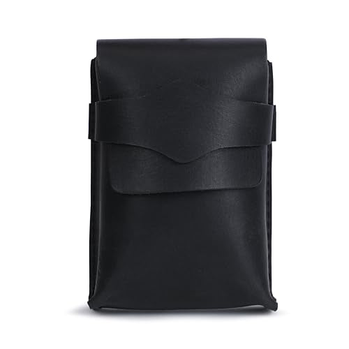 Black Leather Playing Card Case Holder, Handmade Full-Grain Leather Playing Card Storage Box, Coin Pouch Deck of Cards Case Holder Fits Poker & Bridge Size Cards, Playing Card Travel Case - color: Black