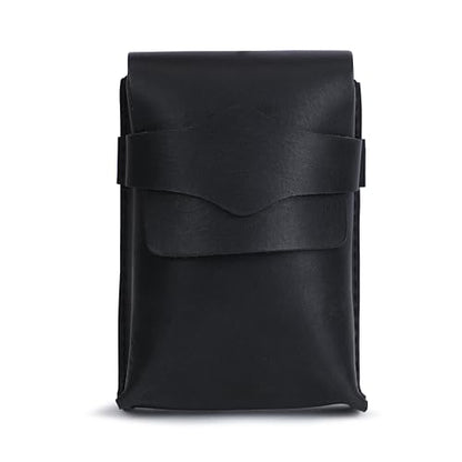 Black Leather Playing Card Case Holder, Handmade Full-Grain Leather Playing Card Storage Box, Coin Pouch Deck of Cards Case Holder Fits Poker & Bridge Size Cards, Playing Card Travel Case - color: Black