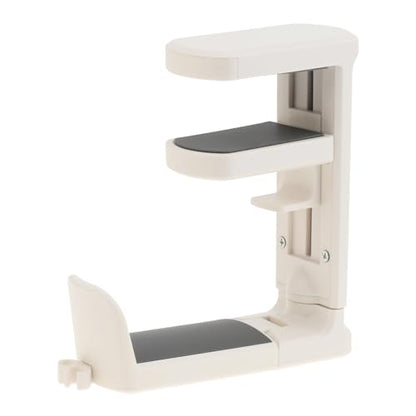 2pcs Under Desk Headphone Hanger Holder Utility Hook 360° Rotating Adjustable Clamp-on Earphone Hook Holder Mount Cable Clip Organizer Fit for PC Gaming Office Headset Hanger Gift (White) - color: White