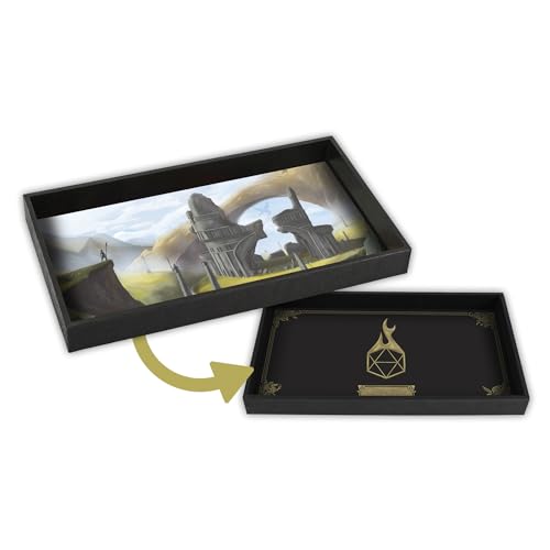 Forged Dice Co. Dice Tray 14" - Reversible Dice Rolling Mat - Compatible with Board Games and Tabletop RPGs Like Dungeons and Dragons Pathfinder Roleplaying Games - Lost Outpost - color: Black Tray W/ Lost Outpost Mat