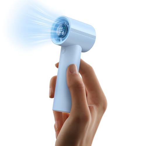 Portable Handheld Fan, Speed(1-199) Powerful Turbo Mini Fan, 30000 RPM High Speed Moter [14H Max Cooling Time] 5000mAh Battery Rechargeable,Pocket Personal Small Travel GIfts for Women Men,Light Blue - color: Light Blue