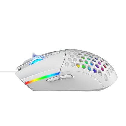 Cuifati Hollow Design RGB Backlit Wired Mouse, Ergonomic 6400DPI Optical Gaming Mouse 6 Buttons USB Plug Play, Lightweight 99g Computer for Gaming and Work, Premium ABS Durable (S500 Black) - color: S500 Black
