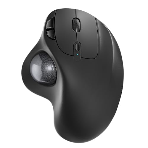 Nulea M501 Wireless Trackball Mouse Ergonomic Thumb Control, 4 DPI Levels | Rechargeable rollerball mouse with Bluetooth USB receiver,3 device use,smooth tracking,compatible with PC Mac Windows-Black - color: D-Black