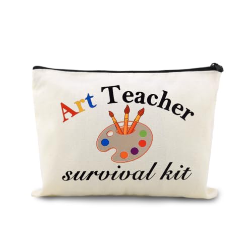 Funny Art Teacher Survival Kit Cosmetics Bag Pouch Zipper Makeup Bag for End Of Years Gifts Humorous Art Instructors Eductors Friends Coworkers Christmas Gift for Teachers - color: Art Teacher