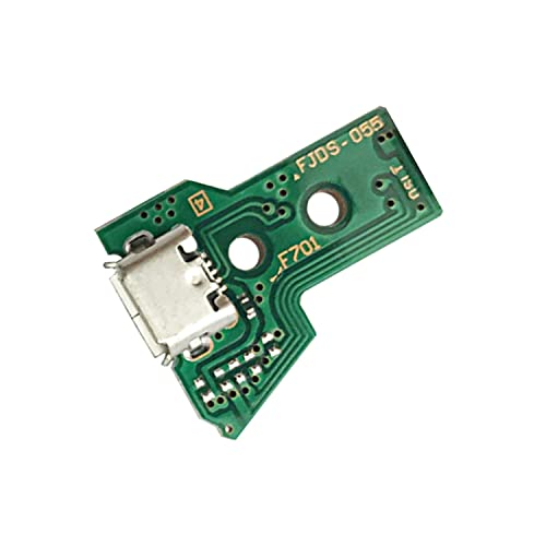 FainWan 2pcs J-D-S-055 Replacement Charging Port Assembly 12 Pin for PS4 DualShock 4, Micro USB Adaptor Charger Socket Board Connector Module for PlayStation DS4 Controller, Flex Cable