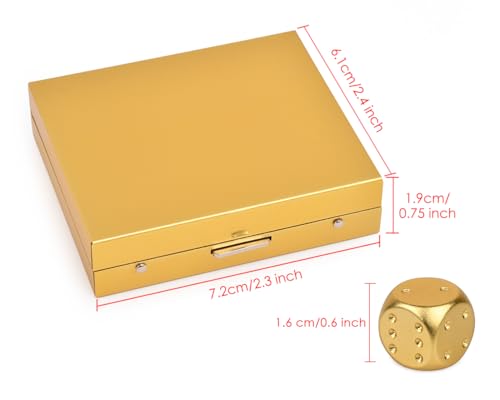 DS.DISTINCTIVE STYLE Aluminum Alloy Dice 5 Pieces 16mm Portable Metal Dices with Case 6 Sided Dice for Party Game - color: Gold, style: Square