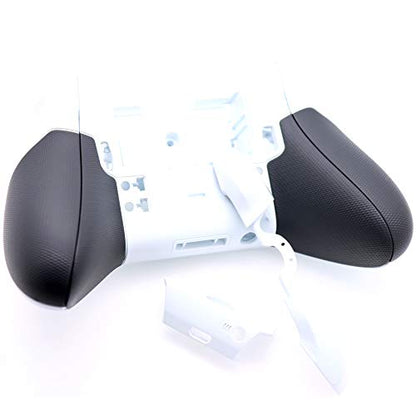 Deal4GO Shell Housing Set w/Rubber Grips LB RB Bumper ABXY Buttons Battery Cover Replacement for Xbox One Elite Controller White Special Edition