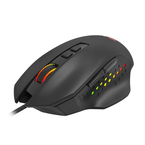 Redragon - Roadmaster M723 - Gaming Mouse - 12400 DPI Adjustable Wired Optical Gaming Mouse - 7 Programmable Buttons - 5 Backlit Modes - Max 12400DPI - 180CM High-Speed USB Braided Cable