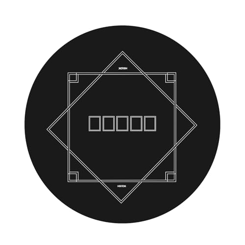 HEITOK 47 inch Round Non-Slip Poker Mat Texas Holdem Blackjack Card Game | fits 35-59 inch round tables, non-slip rubber base, water-repellent surface, stitched edge, casino-style layout, rolls up - size: 47 Inch Round Mat