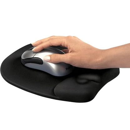 Fellowes Memory Foam Mouse Pad/Wrist Rest- Black (9176501) - size: 9.3L x 7.9W inches
