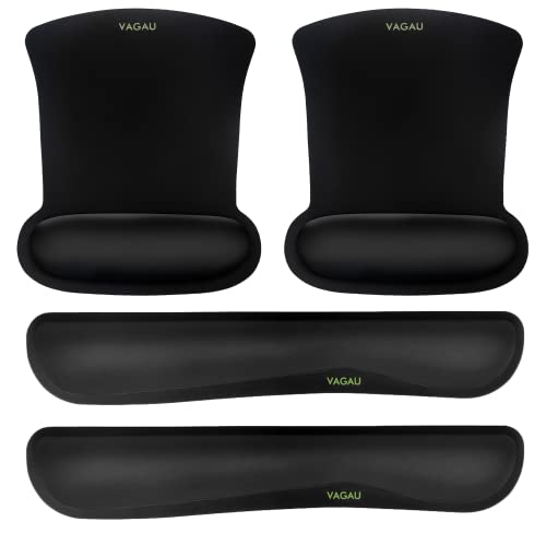 VAGAU Premium Keyboard Wrist Rest and Mouse Pad Wrist Support | Ergonomic Memory Foam Set for Office, Laptop, Mac, Computer and Gaming, Comfortable Typing &Wrist Pain Relief - color: 2p-c-black, style: 2P-Keyboard and Mouse Wrist Rest