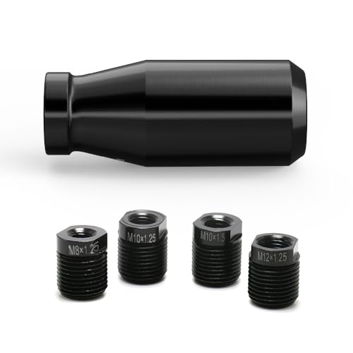 Black 6 Speed Weighted Manual Automatic Gear Shifter Shift Knobs Lever with 4 Metal Adapters Fit Compatible with Manual Cars Most Automatic Cars - color: AAL-H-04-02