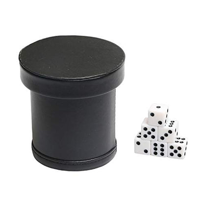 Leatherette Dice Cup with Lid, Includs 16mm Regular Dices, Red Felt Lining Dice Shaker Quiet for Playing Yahtzee/Farkle/Liars Dice/Board Game - color: Red
