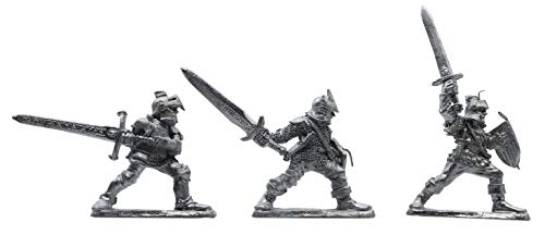 IRON WIND METALS 3 Piece 3-Stage Fighter Set - 100% Lead-Free Pewter - Classic Fantasy Miniatures for 28mm Table Top Games - Made in USA - RAL Partha Miniatures