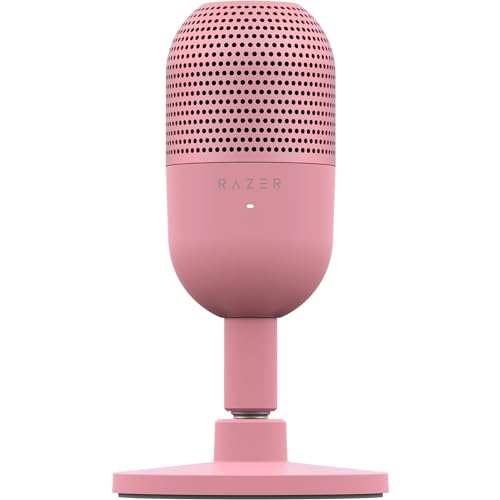 Razer Seiren V3 Mini USB Microphone, Supercardioid Condenser Mic, Pink | Tap-to-Mute Sensor with LED Indicator, Shock Absorber, Ultra Compact, Works with OBS, Discord, Zoom, Teams - color: Quartz Pink, size: Small