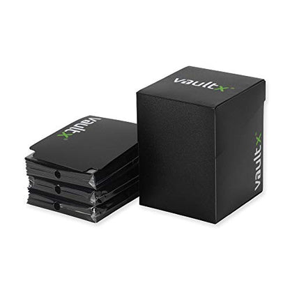 Vault X Large Standard Deck Box with 150 Black Sleeves, fits 100+ Sleeved Trading Cards (Black) - color: Black