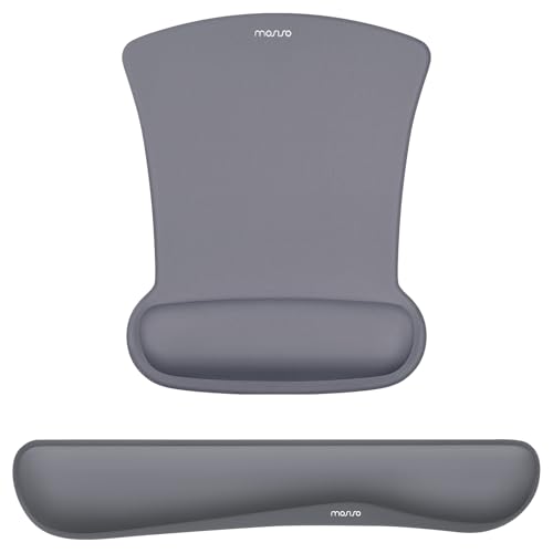 MOSISO Wrist Rest Support for Mouse Pad & Keyboard Set, Ergonomic Mousepad Non-Slip Base Home/Office Pain Relief & Easy Typing Cushion with Neoprene Cloth & Raised Memory Foam, Space Gray - color: Space Gray